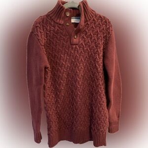 Hope & Henry Organic Mock Neck Kids' Burgundy Knit Sweater size Small